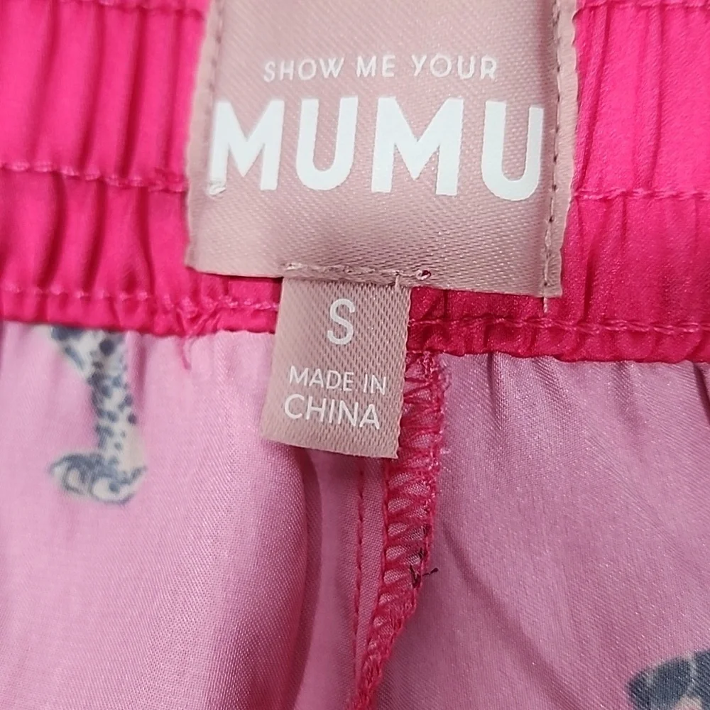 Show Me Your MUMU Early Riser PJ Shorts In Fuchsia Feline Print. S - Picture 7 of 9